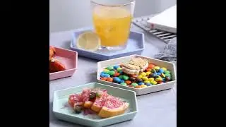 5pcs Hexagon Shape Dessert Plates Reusable Dessert Saucers Food-Grade Appetizers Fruit Tableware Set