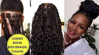 🔥LARGE BOHO/ GODDESS KNOTLESS BRAIDS On Natural Hair Ft. EAYON HAIR
