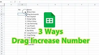 Drag Increase Number Google Sheets Tutorial #4