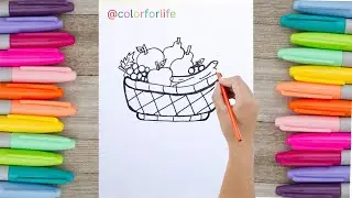 How to Draw A Basket of Fruits #howtodraw  #fruitsbasket