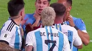 Heated Messi grabbing necks in games.  Messi picado agarrando del cuello.  Brazil, Brasil, Uruguay!