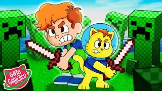 NOSSA PRIMEIRA AVENTURA NO MINECRAFT !!! Gato Galactico e Astro Desenho Animado gameplay