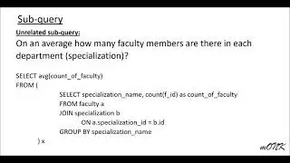 Subquery in SQL