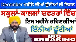 Punjab School Holiday Alert December 2023  Punjab School Holidays I School Closed I PSEB News