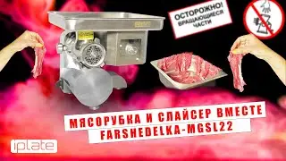 МЯСОРУБКА С СЛАЙСЕРОМ IPLATE FARSHEDELKA-MGSL22  | профессиональная | промышленная | 300 кг/ч |