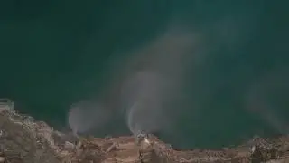 strange sink holes area at dead sea israel
