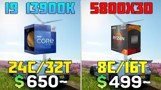 i9 13900K vs R7 5800X3D - RTX 4090 | 10 Games Test