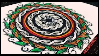 Easy MANDALA Chain design , Mandala Art, Meditative Therapy, Mandala art, How to draw Mandala