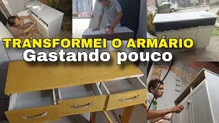Transformei meu armário de cozinha velho gastando pouco