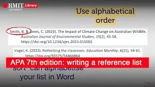 APA 7th edition: writing a reference list