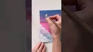 Beautiful acrylic landscape.🩵Drawing tutorial.🌙🌴