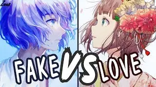 Nightcore - Fake Love (Switching Vocals / Male + Female Cover) BTS || Lyrics