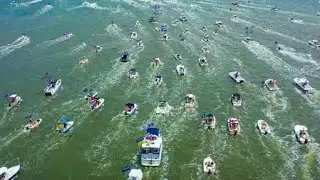 Memorial Day Boat Parade In Charleston, SC - Aerial Drone Footage