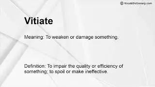 Vitiate Meaning