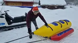 Как правильно зацепить банан за снегоход.
