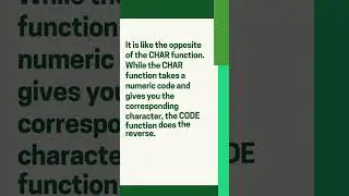 The A-Z Guide to Excel Text Functions: Code function 