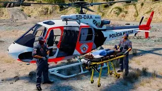 HELICÓPTERO ÁGUIA NO RESGATE A VÍTIMA DE AFOGAMENTO - GTA V EMERGÊNCIA 24 HORAS