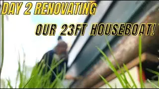 Renovating our WILDERNESS BEAVER canal boat - SANDING and PRIMING time lapse - Day 2