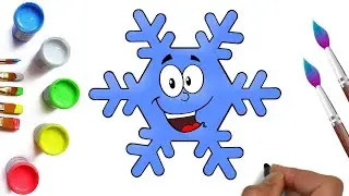 How to draw a snowflake, funny snowflake drawing for children on a winter theme, beautiful drawings