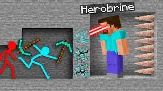 Animation VS Minecraft Cartoon ~ STICKMAN VS HEROBRINE / stick man the Movie