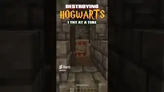 Destroying Hogwarts 1 TNT At A Time! #minecraft #minecraftshorts #minecrafthogwarts