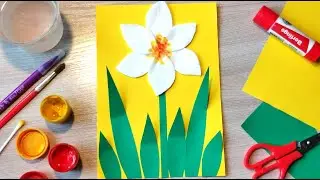Поделка нарцисс. Цветок из ватных дисков