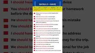 Sentences with SHOULD + HAVE #shorts #english