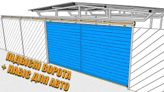 Комбінація підвісні ворота та навіс для авто
