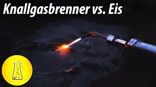 Knallgasflamme auf Eis und Schnee richten