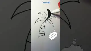 Cool palm-tree Easy drawing #drawing #howtodraw