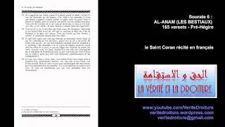 Sourate 6 : AL-ANAAM (LES BESTIAUX)Coran récité français seulement- mp3 - www.veritedroiture.fr