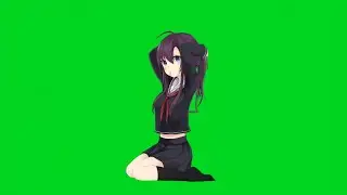 Anime girl character animation | Green screen background free download