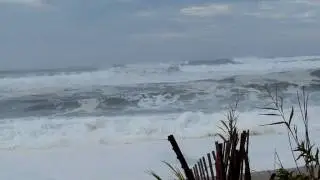 Smith's Point Beach and waves from Hurricane Bill