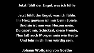 Jetzt fühlt der Engel, was ich fühle (Johann Wolfgang von Goethe)