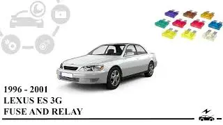 Fuse Box Diagram Lexus ES 250 300 (1996 - 2001) with the purpose and location of the units