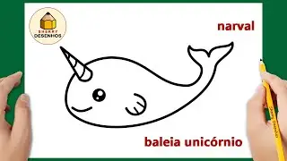 Como desenhar uma baleia unicórnio fácil | Como desenhar um narval fácil | Desenho para desenhar