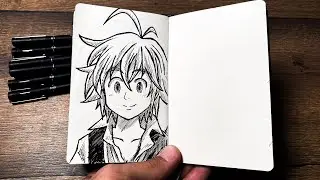 [ASMR] Drawing MELIODAS 😈🗡️ (Real Time) - Seven Deadly Sins