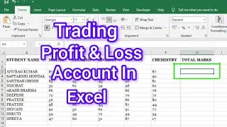 Trading, Profit & Loss Account in Excel with easy format.