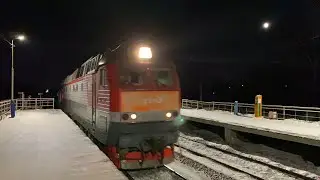 Электровоз ЧС7-225 «Скорый поезд Минск-Москва» пл.Сушкинская до Белорусского вокзала. 06.01.2023.