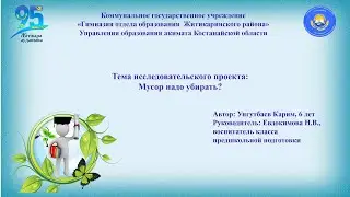 Исследовательский проект "Мусор надо убирать?"