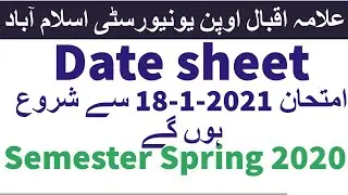 New update Date sheet of Semester Spring 2020 of Allama Iqbal Open University | AIOU INFO