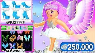 SPENDING 250,000 DIAMONDS IN ROYALE HIGH! BUYING ALL WINGS, HEELS, AND SKIRTS! HUGE SPENDING SPREE!