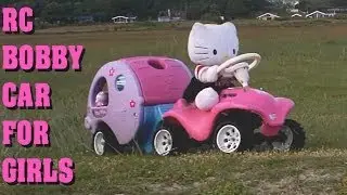 RC Bobby Car & Caravan Trailer - Girls Version - Hello Kitty Beach Day - Darconizer RC