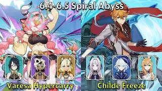 C0 Varesa Hypercarry & C0 Childe Freeze - Genshin Impact 6.4-6.5 Spiral Abyss Full Clear