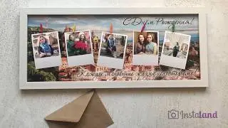 Рамка белая для фото с нитями и прищепками 20х50см