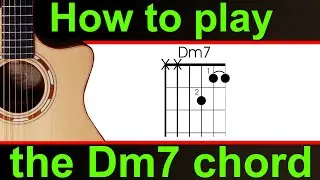 How to play Dm7 on guitar.  The D minor 7 or D min 7 chord guitar lesson