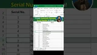 Excel Magic: Create Auto Dynamic Serial Numbers Fast! ⚡ | Excel For Fresher #shorts