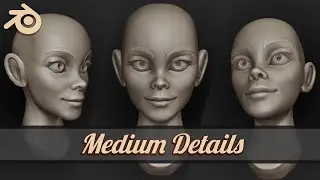 How to sculpt stylized female face in Blender 2.8 (Tutorial) | Medium Details