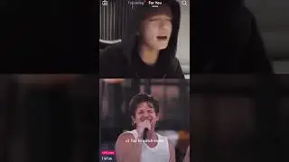 Jungkook performing left and right with Charlie Puth during his TikTokInTheMix performance via video