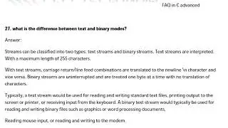 Embedded C questions: 27. What's the difference between text and binary modes?